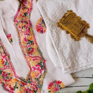 Embroidered Multicolor White Chikankari Outfit