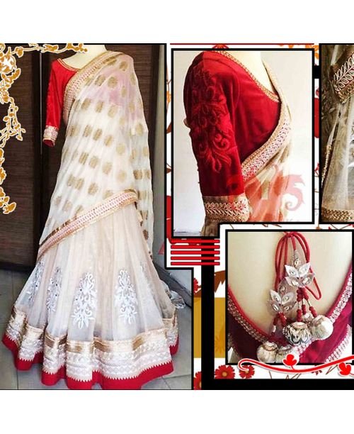 Indian Bridal Wear - Modern Red & White Lengha | Statement Blouse | Indian  bridal wear, Bridal lehenga red, Indian bridal couture