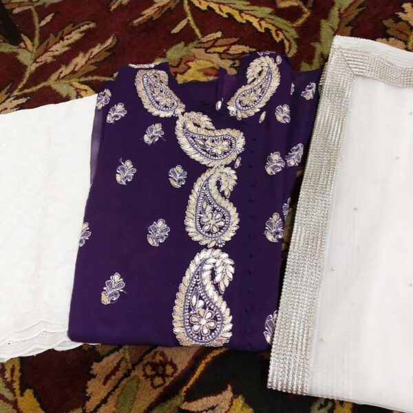 Purple Gota Patti Chikan Dress