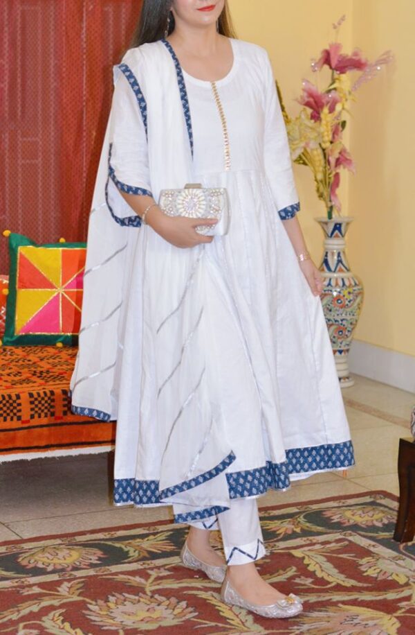 Cool White/ Block Print Dress