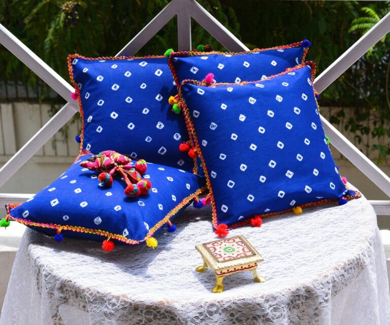 Blue Jaipuri Print Cushion Covers - Image 2