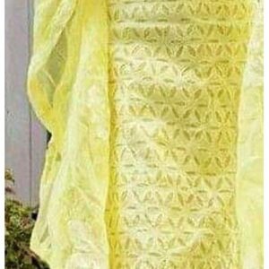 Lemon Yellow Applique Cutwork Dress