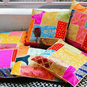Handmade Patchwork Shimmer Gota Cushion