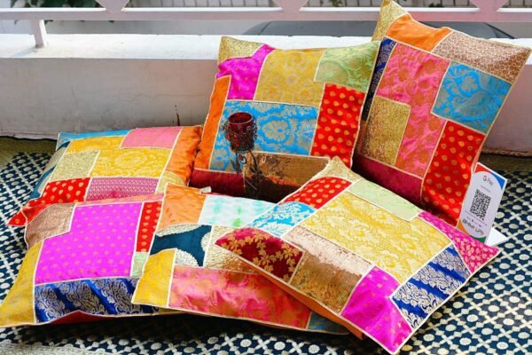 Handmade Patchwork Shimmer Gota Cushion