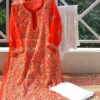 Tomato Red Lucknowi Chikan Dress