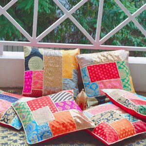 Handmade Patchwork Shimmer Gota Cushion Covers