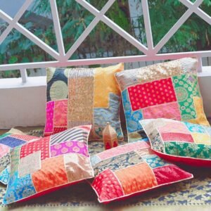 Handmade Patchwork Shimmer Gota Cushion Covers