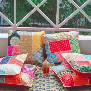 Handmade Patchwork Shimmer Gota Cushion Covers
