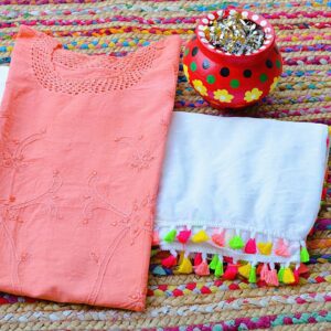 Peach Embroidered Multicolor Dress