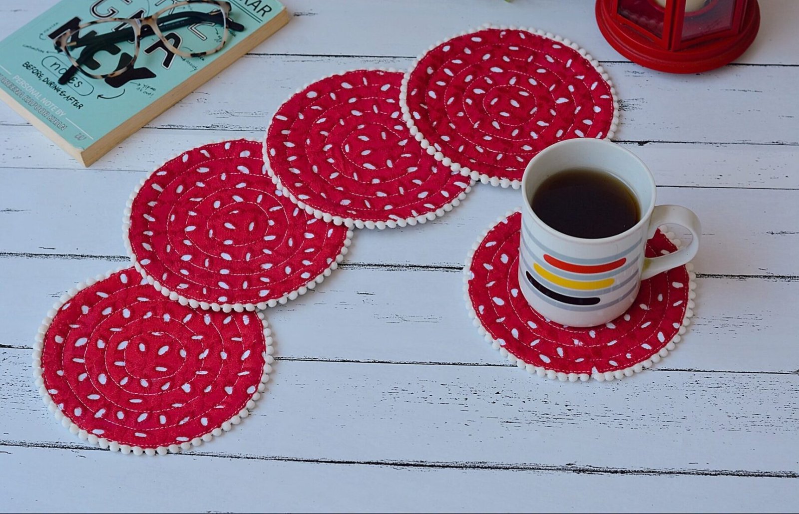 Beautiful Circular Cutwork Tea Coasters
