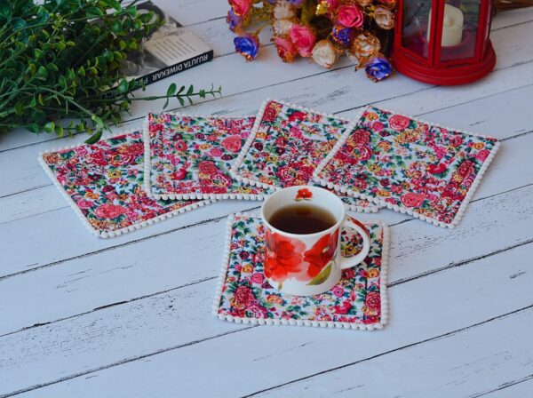 Beautiful Floral Tea Coasters (Set of 5)