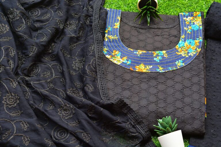 Black Chikan Cutwork Dress