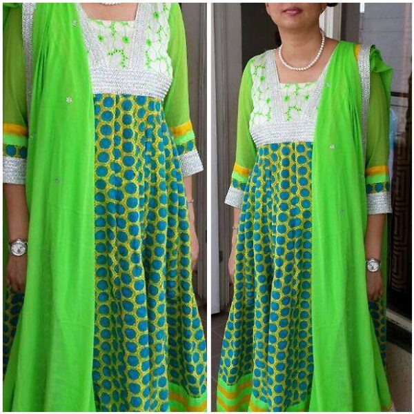 Attractive Neon Green Anarkali Outfit