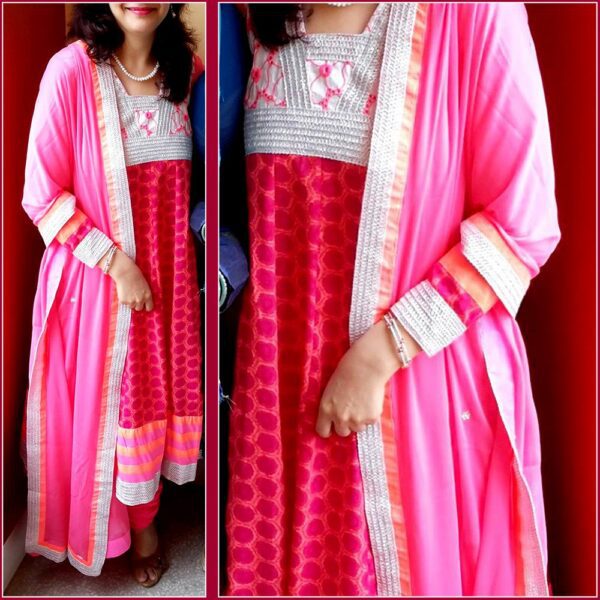 Stunning Neon Pink Anarkali Outfit