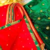 Enchanting Ethnic Green Red Velvet Outfit