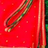 Enchanting Ethnic Green Red Velvet Outfit