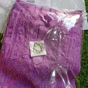 Lavender Pure Viscose Georgette Lucknowi Chikan Outfit