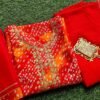 Dazzling Orange Red Bandhini Outfit