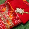 Dazzling Orange Red Bandhini Outfit