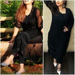 Splendid Black Chikankari Outfit