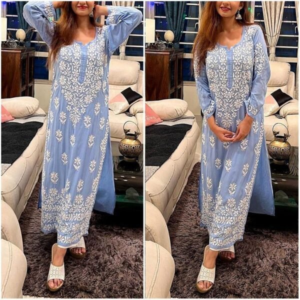 Alluring Powder Blue Chikankari Outfit