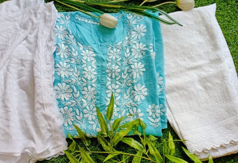 Delightful Sky Blue Chikankari Outfit