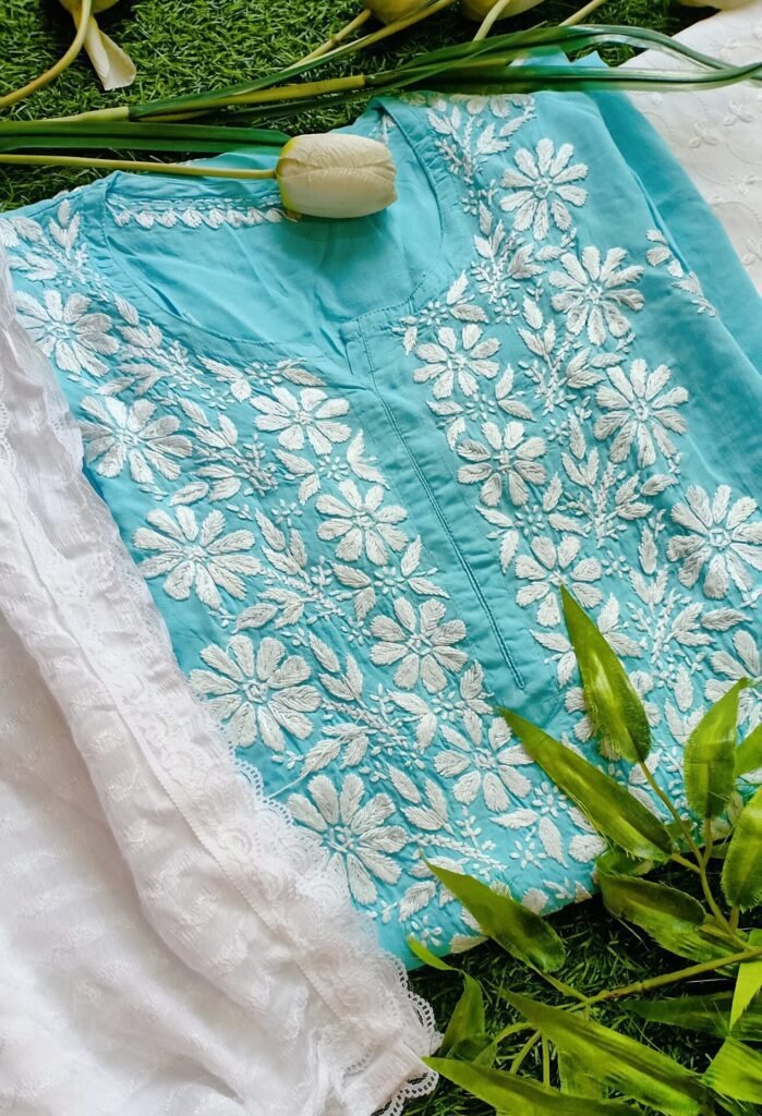 Delightful Sky Blue Chikankari Outfit