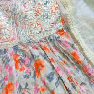 Enchanting Summer Floral Chikankari Anarkali Outfit