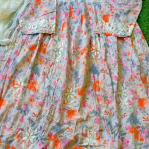 Enchanting Summer Floral Chikankari Anarkali Outfit