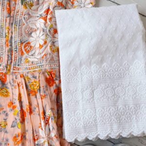 Enchanting Summer Floral Chikankari Anarkali Outfit
