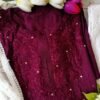 Flawless Wine Color Mukaish Chikankari Outfit