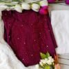 Flawless Wine Color Mukaish Chikankari Outfit