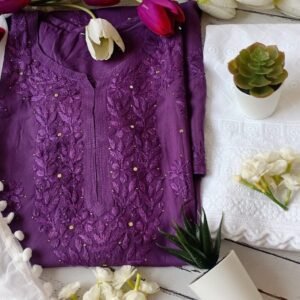 Flawless Purple Mukaish Chikankari Outfit