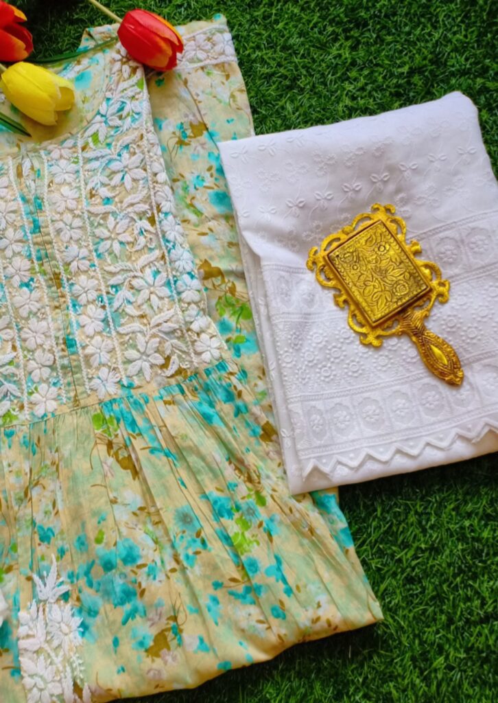 Charismatic Summer Floral Chikankari Anarkali Outfit