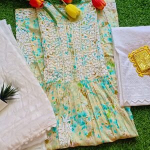 Charismatic Summer Floral Chikankari Anarkali Outfit