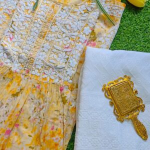 Spectacular Summer Floral Chikankari Anarkali Outfit