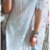 Summer Cool White Chikankari Kurta With Blue Denim Pants