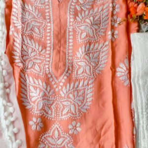 Summer Perfect Peach Modal Cotton Chikankari Outfit