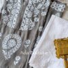 Easy Breezy Grey Modal Cotton Chikankari Anarkali Outfit