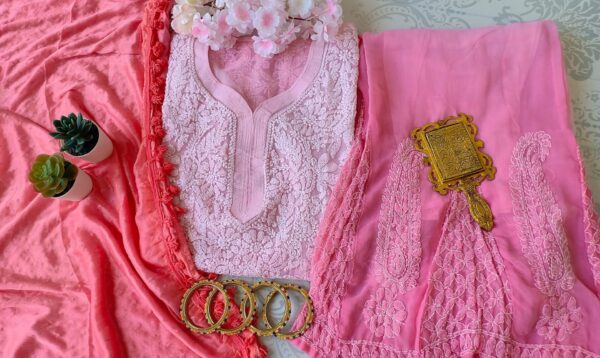 Lovely Dual Shade Pink Chikankari Outfit