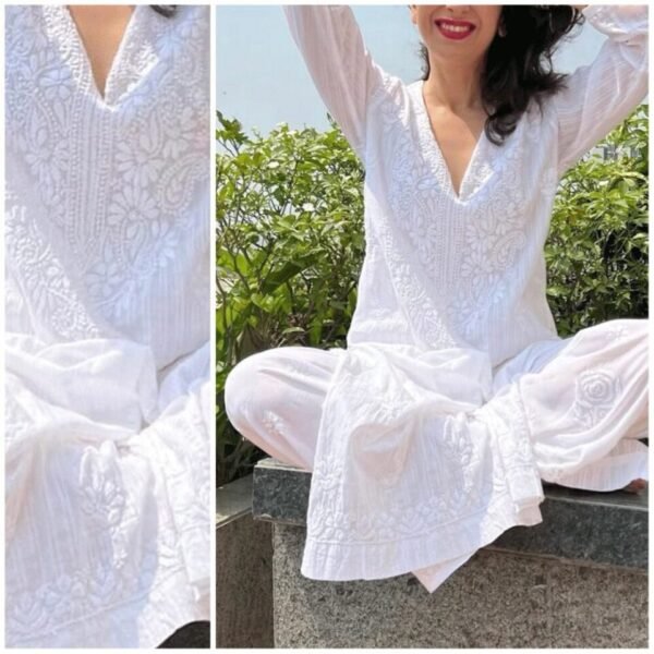 Summer Friendly Modal Cotton White Chikankari Outfit