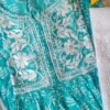 Delightful Block Print Blue Chikankari Anarkali Outfit