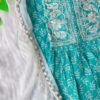 Delightful Block Print Blue Chikankari Anarkali Outfit