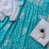 Delightful Block Print Blue Chikankari Anarkali Outfit