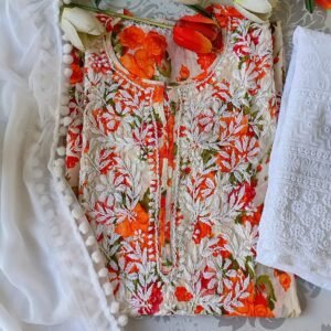 Bewitching Summer Floral Cotton Chikankari Outfit