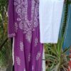 Fashionable Lilac Purple Chikankari Outfit