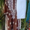 Astonishing Almond Brown Modal Chikankari Outfit