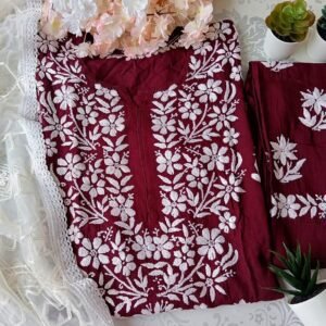 Imperial Maroon Modal Chikankari Outfit