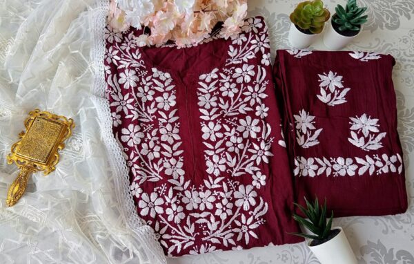 Imperial Maroon Modal Chikankari Outfit