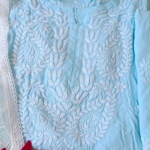 Gleaming Powder Blue Modal Chikankari Outfit